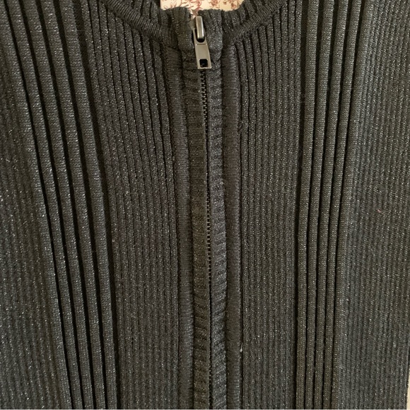 Pink Rose Full Zip Sparkle Ribbed V-Neck Sweater Dress in Black | NWT | Medium - Picture 2 of 5